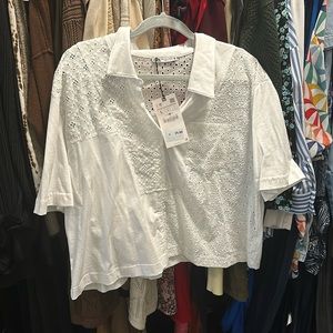 Never worn, tags still on Zara White Tshirt Blouse